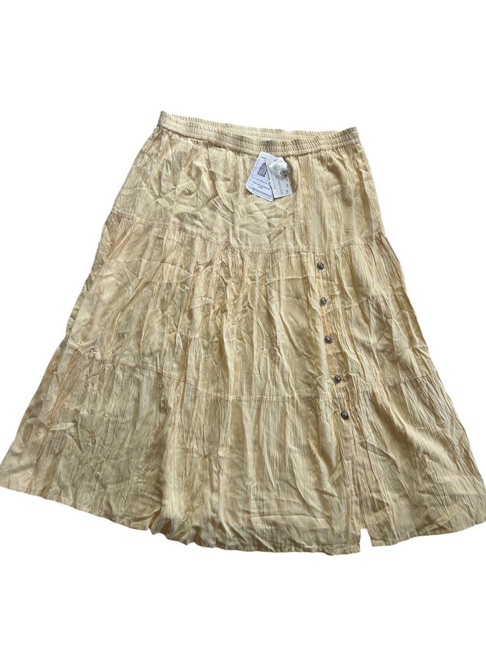 Vintage Butter Yellow Maxi Skirt Boho Cottage Hippie Western Earthy Indie
